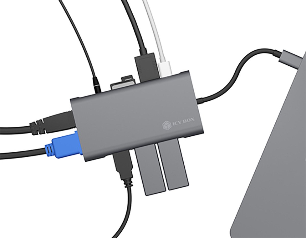ICY BOX IB-DK4040-CPD USB-C Dockingstation grijs