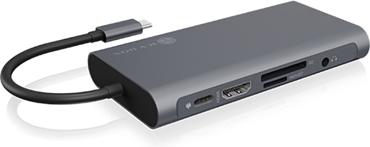 ICY BOX IB-DK4040-CPD USB-C Dockingstation grijs