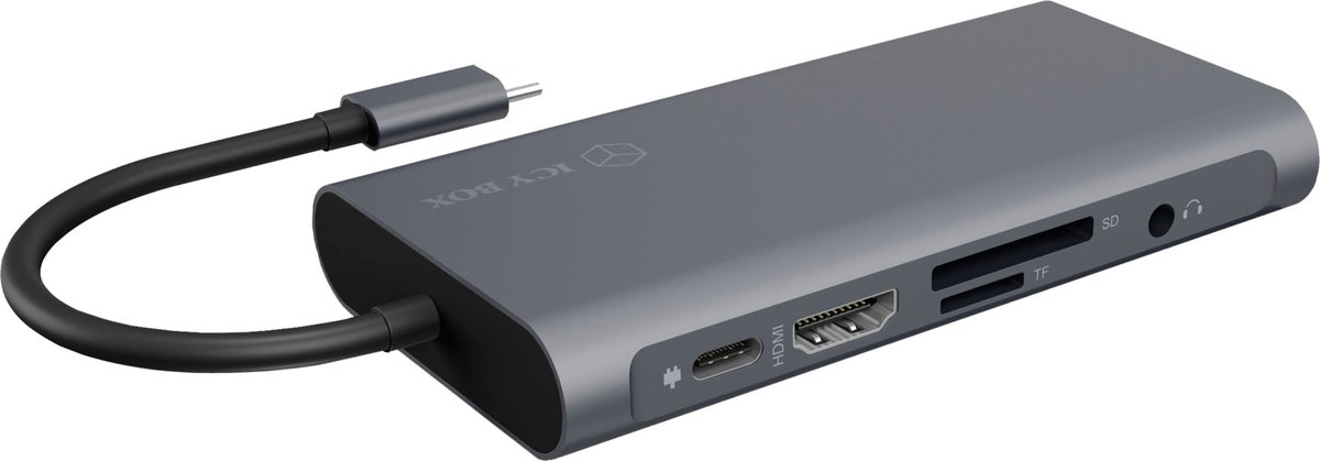 ICY BOX IB-DK4040-CPD USB-C Dockingstation grijs