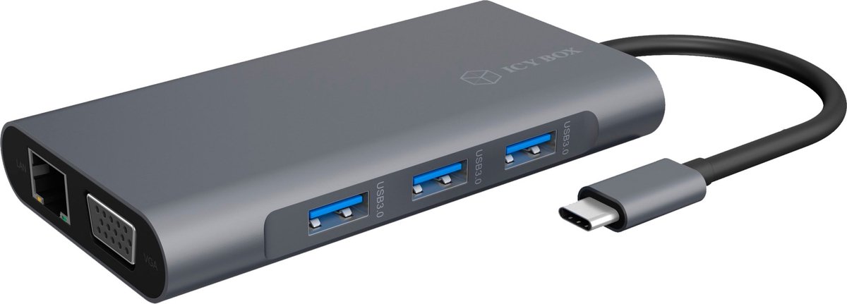 ICY BOX IB-DK4040-CPD USB-C Dockingstation grijs