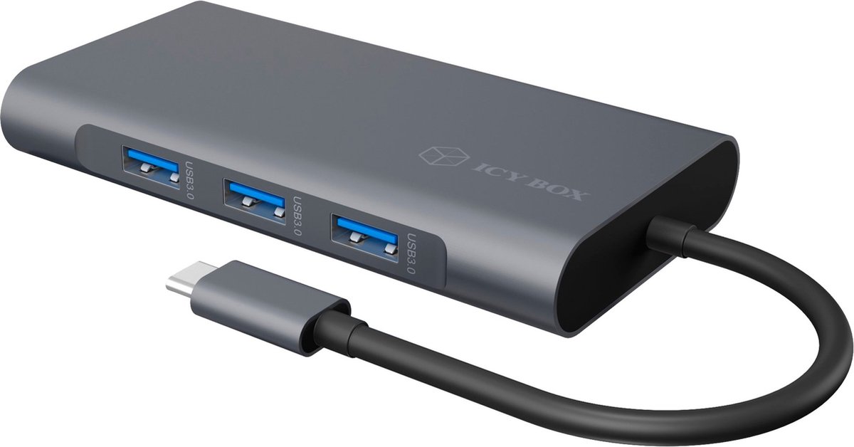 ICY BOX IB-DK4040-CPD USB-C Dockingstation grijs