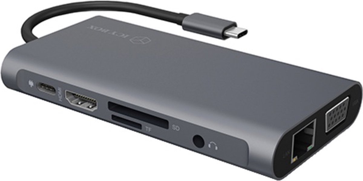 ICY BOX IB-DK4040-CPD USB-C Dockingstation grijs