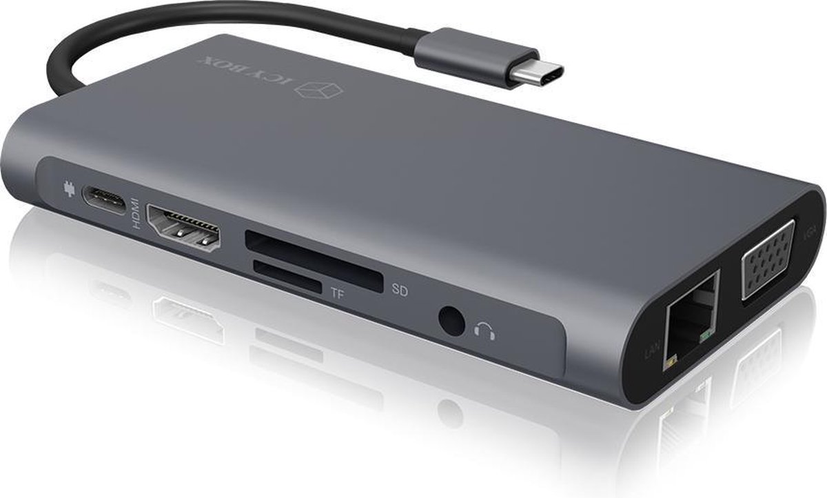 ICY BOX IB-DK4040-CPD USB-C Dockingstation grijs