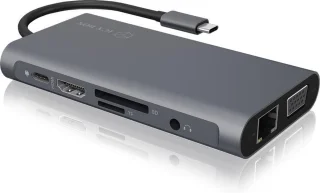 ICY BOX IB-DK4040-CPD USB-C Dockingstation grijs