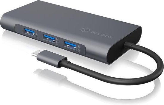 ICY BOX IB-DK4040-CPD USB-C Dockingstation grijs