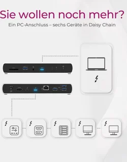 ICY BOX IB-DK8801-TB4 Thunderbolt 4 Dock Antraciet/Zwart