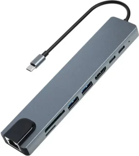 IMENGINE USB C Hub 8-in-1 Adapter Space Gray