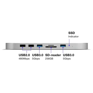 iMounts Mac Mini Hub USB-C Silver M1 M2