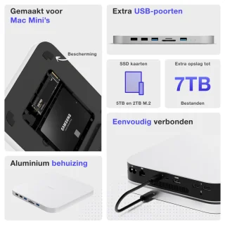 iMounts Mac Mini M1 M2 Docking Station Pro USB-C Hub Zilver