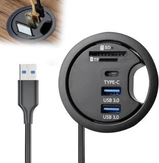 Inbouw USB-hub Bureau doorvoerstation