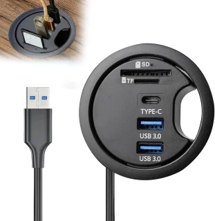 Inbouw USB Hub - Bureau Doorvoerstation