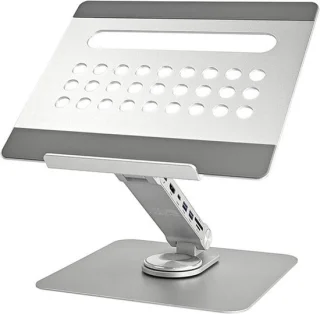 Inklapbare laptopstandaard met 7-in-1 usb-c hub en 360° draaibaar