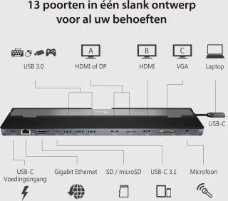 j5create JCD543-N USB-C Drievoudige Display Docking Station
