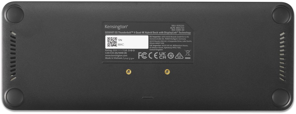 Kensington SD5920T EQ Bedraad Thunderbolt 4 Dock Zwart