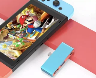 Kraftverdia Dockingstation USB 3.0 Adapterhub voor Nintendo Switch OLED, iPhone 15, MacBook Air/Pro