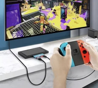 Kraftverdia Dockingstation USB 3.0 Adapterhub voor Nintendo Switch OLED, iPhone 15, MacBook Air/Pro