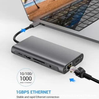 Laptop docking station type-c hub 10-in-1