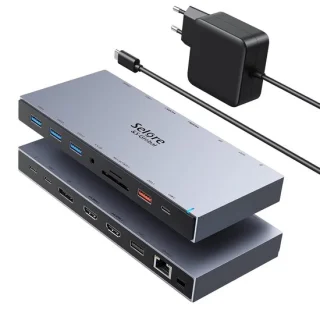 Laptop docking station - USB-C hub - zwart
