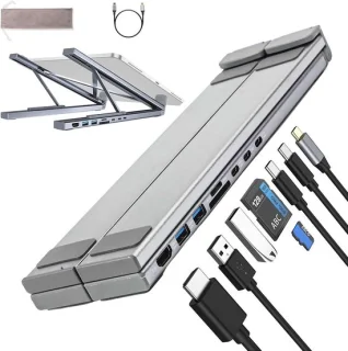 Laptop docking station - verstelbare standaard - zilver