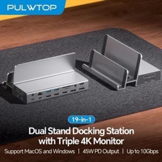 Laptop dockingstation US plug – triple monitor, aluminium, USB-C-interface