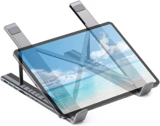 Laptop- en tabletstand Hub - Zilver