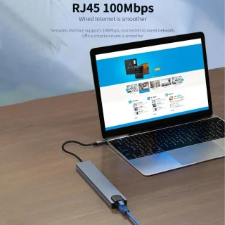 Laptop multiport adapter - USB-hub kaartlezer, zilver