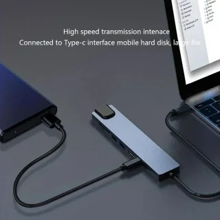 Laptop multiport adapter - USB-hub kaartlezer, zilver