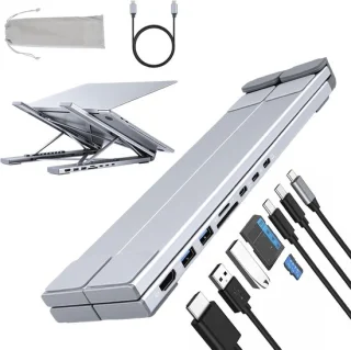 Laptopstandaard 8-in-1 aluminium USB C dockingstation