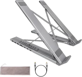 Laptopstandaard docking station 8-in-1 usb-c hub aluminium