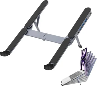 Laptopstandaard docking station zwart