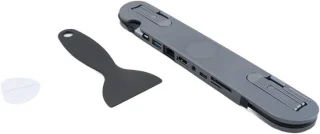 Laptopstandaard-dockingstation met USB-C-hub, grijs