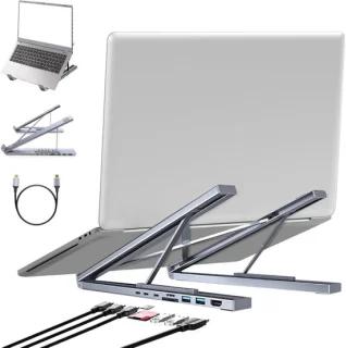 Laptopstandaard dockingstation zilverkleurig