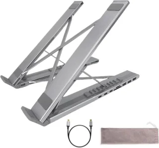 Laptopstandaard hub - computerhouder dock - zilver
