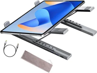 Laptopstandaard hub - zilver