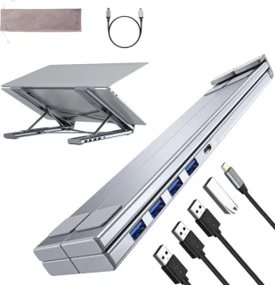Laptopstandaard met dockingstation M61 5-in-1 aluminium