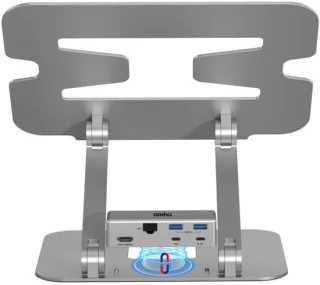 Laptopstandaard met hubadapter - Zwart