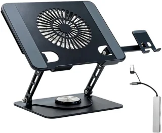 Laptopstandaard met USB-C-dockingstation en telefoonhouder