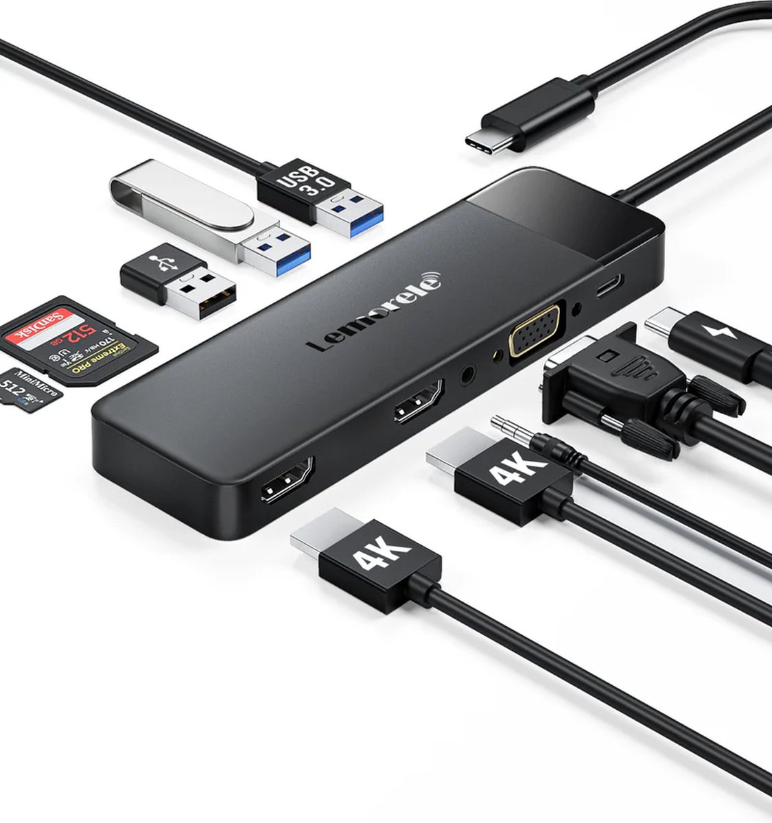 De Lemorele TC94 10-in-1 USB-C Docking Station in één oogopslag