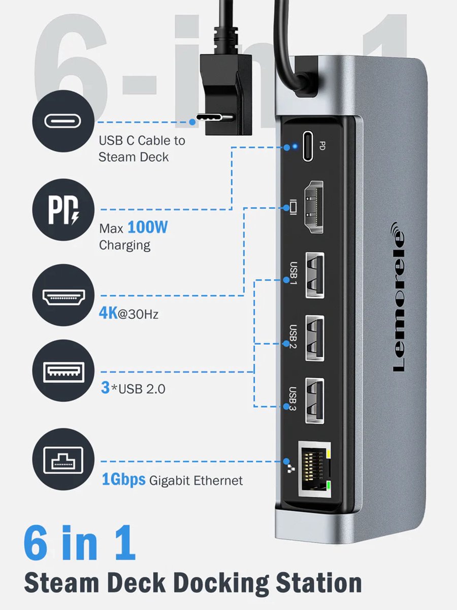 Lemorele X23L 6-in-1 Docking Station zwart