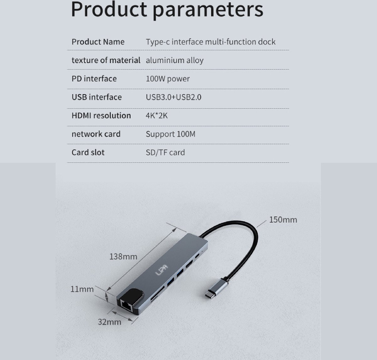 Lipa S8 7-in-1 USB-C Docking Station