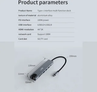 Lipa S8 7-in-1 USB-C Docking Station
