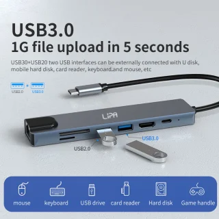Lipa S8 7-in-1 USB-C Docking Station