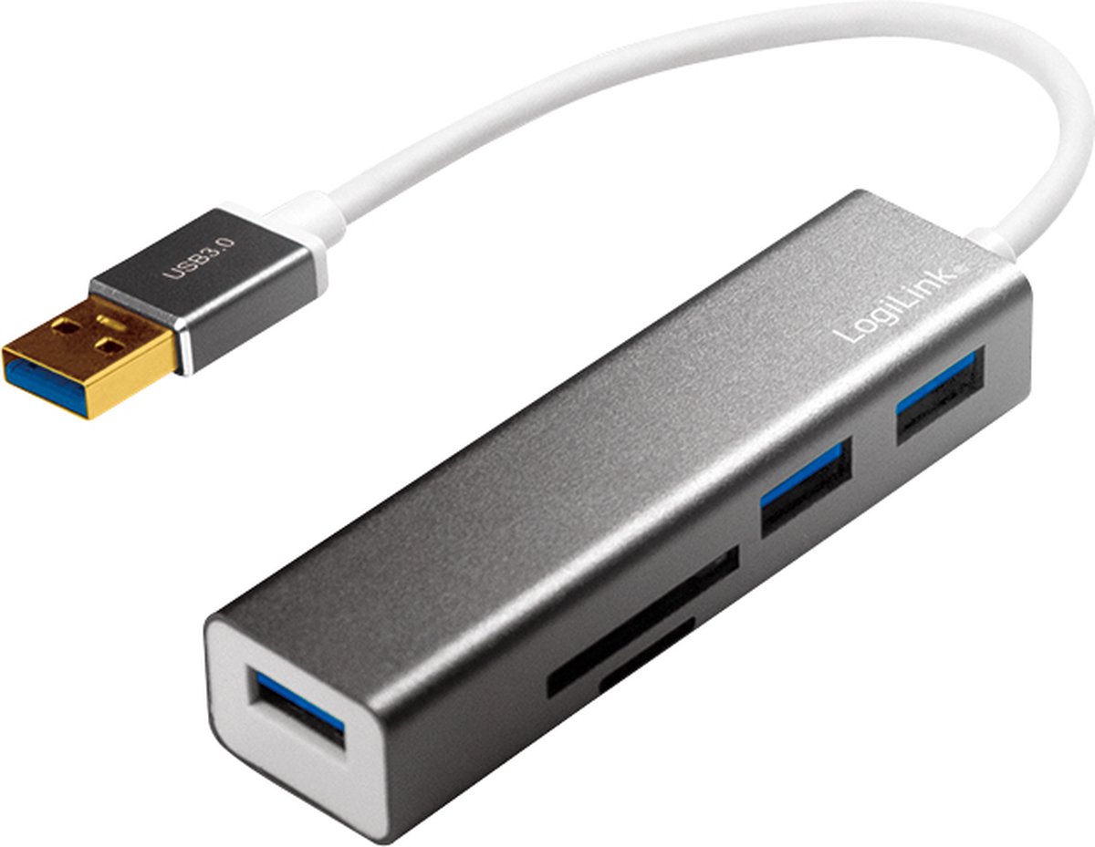 LogiLink UA0306 USB 3.2 Gen 1 Type-A Hub Zilver Wit