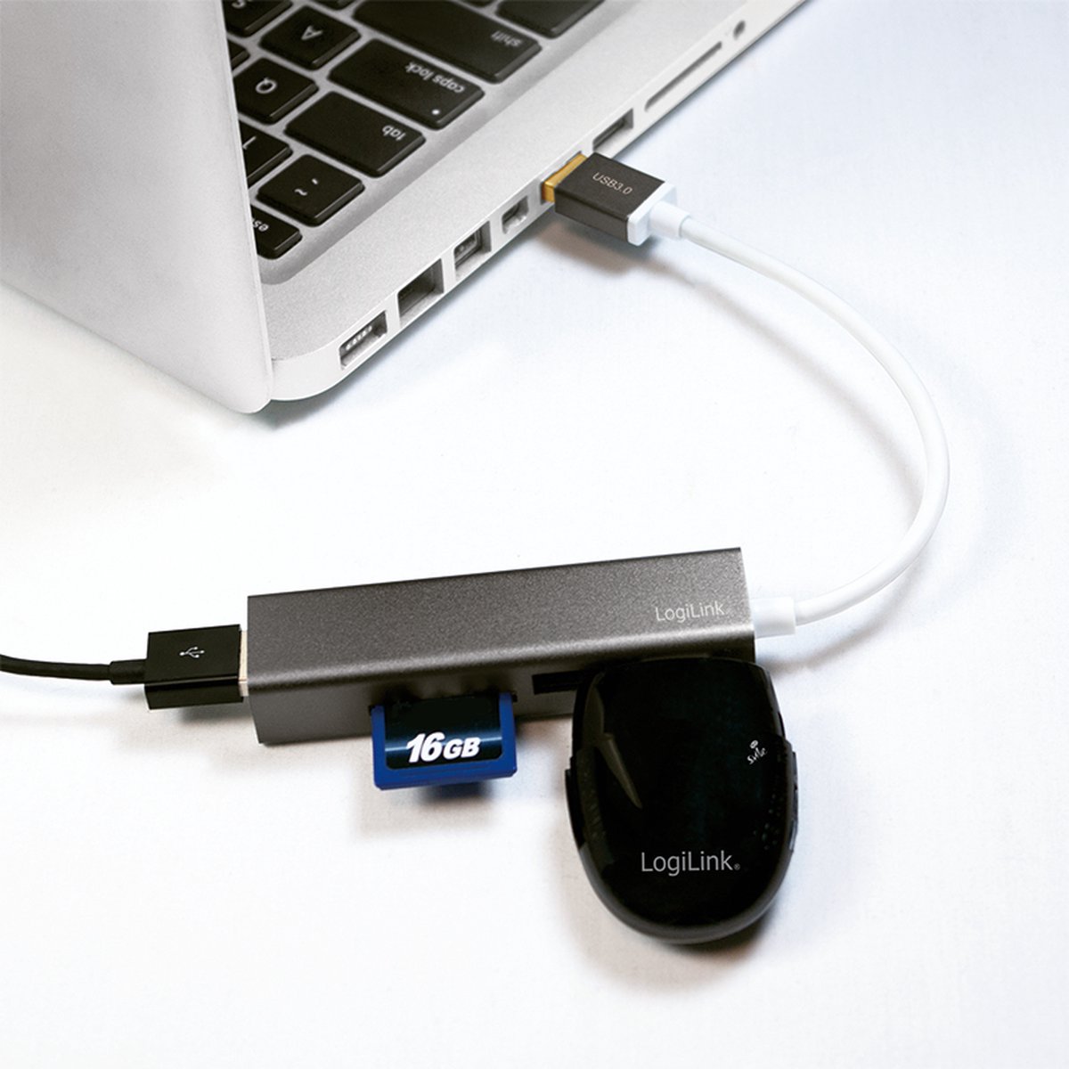 LogiLink UA0306 USB 3.2 Gen 1 Type-A Hub Zilver Wit