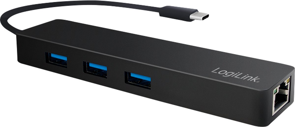 LogiLink UA0313 USB 3.2 Gen 1 Type-C Hub Zwart