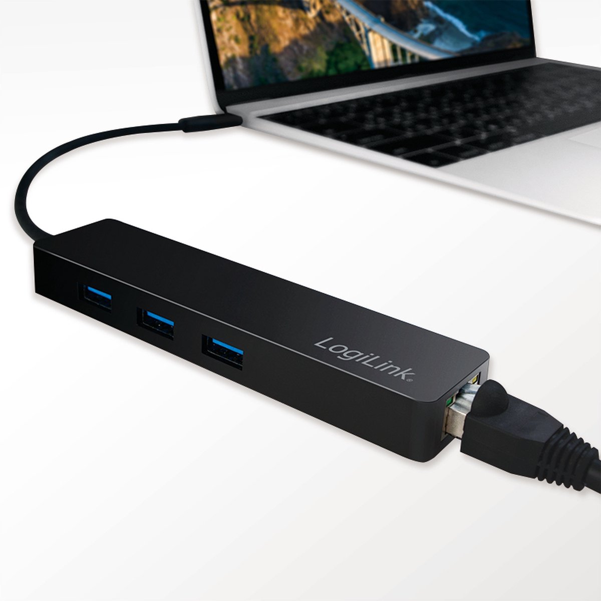 LogiLink UA0313 USB 3.2 Gen 1 Type-C Hub Zwart
