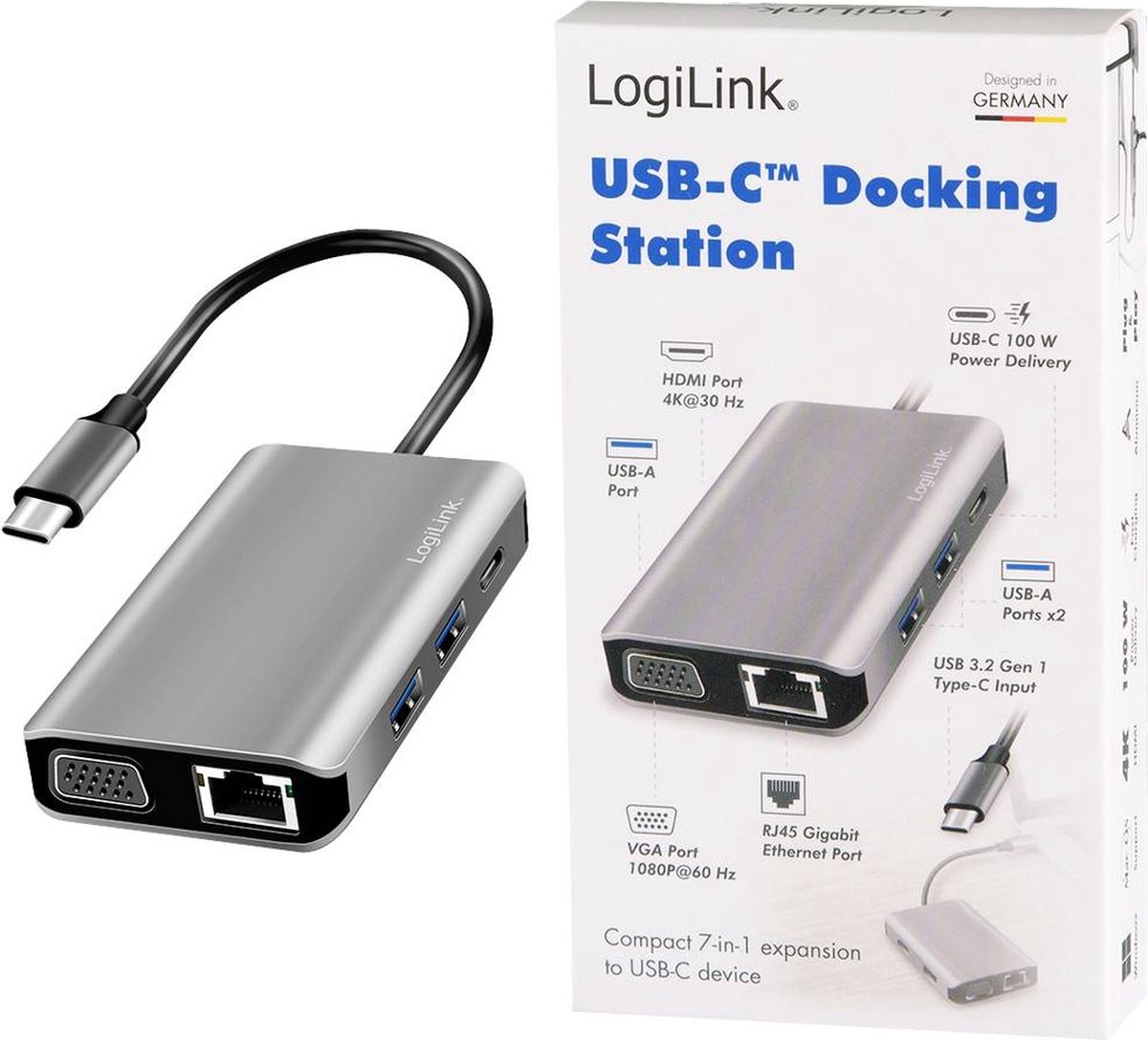 LogiLink UA0410 USB-C Dockingstation Universeel
