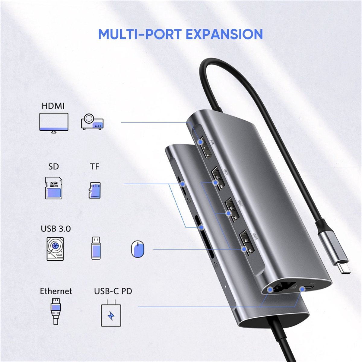 M-TECK 8-in-1 USB-C Hub Docking Station