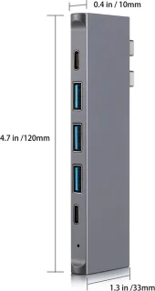M-TECK Macbook Dock Space Grey 1xHDMI 3xUSB-A Kaartlezer Thunderbolt USB-C