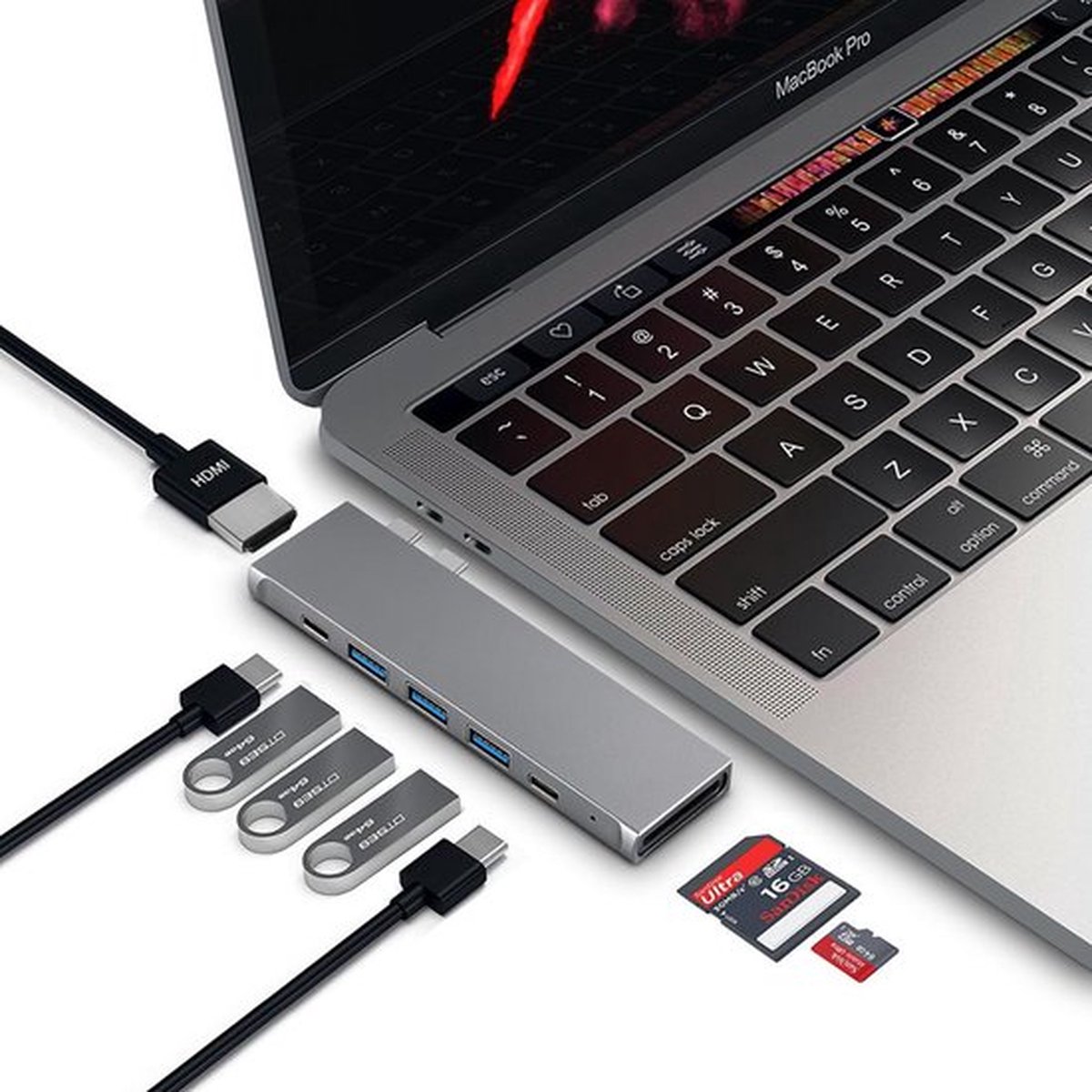 M-Teck Pro Dock X voor MacBook Pro en Air Space Grey